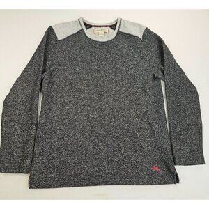 Tommy Bahama Size Large Men's Charcoal Gray Embroidered Logo Crew Neck Sweater